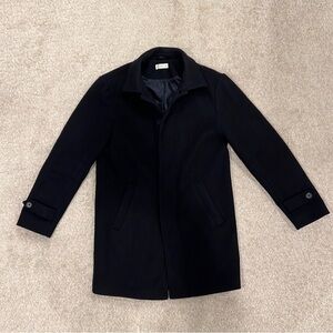 Mango teenager long over coat size extra small in black like new!